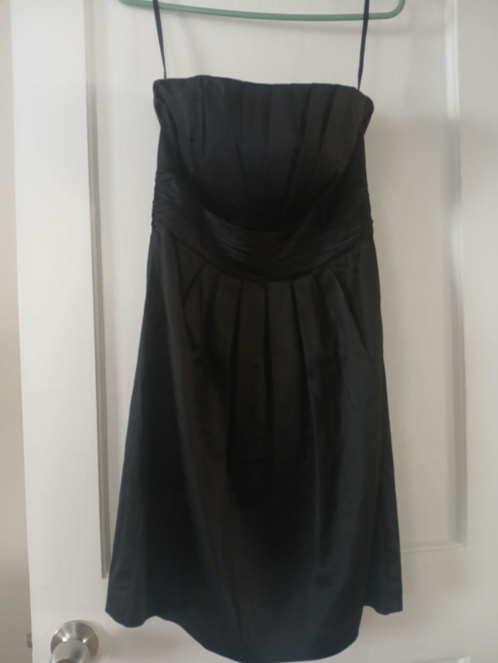 Dusk Collection by Sheila Yen Strapless Black Satin Mini Black Cocktail Dress